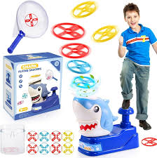 Veopoko Flying Disc Launcher Toy – Outdoor Shark-Themed Toy for Kids Ages 3-10