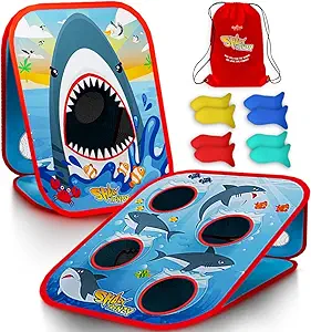 Swooc Games® Shark Frenzy™ – 2-in-1 Bean Bag Toss Game for Kids