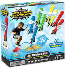 Stomp Rocket Jr Multi-Color Launcher – 8 Rockets, STEM Outdoor Toy