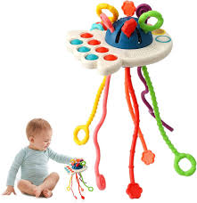 Tbotfip Montessori Silicone Pull String Toy - Sensory & Motor Skills Toy