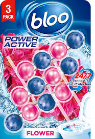 Bloo Power Active Toilet Rim Blocks - Fresh Flowers Scent, Pack of 3
