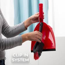 Vileda Dust Pan & Brush Set – 2-in-1 Easy Sweep with Rubber Blade