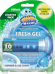 Scrubbing Bubbles Fresh Gel Toilet Bowl Cleaning Stamps – Rainshower, 6-Count